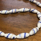 16in  Strand Vintage 1950s Striped Milk Glass Blue Gold Foil   Rare