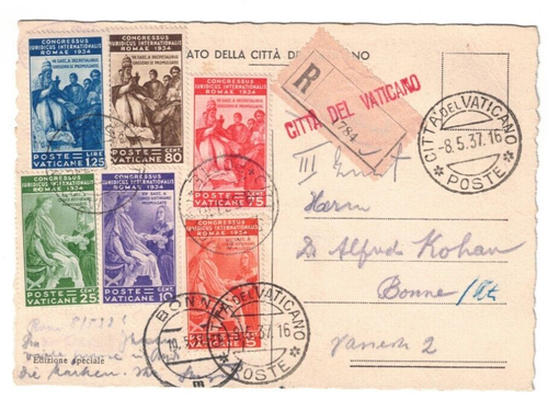1937 Vatican City Scott 41-6 Juridical Congress Rome Full Set on ...