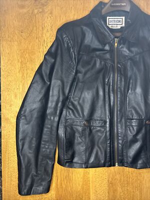 ジャケット・アウター King Vintage Black Leather Biker Jacket s-l400.jpg