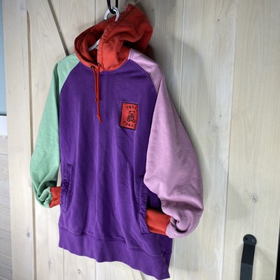 Teddy Fresh Mens Hoodie Sweatshirt Purple Red Green Color Block Drawstring  M | eBay