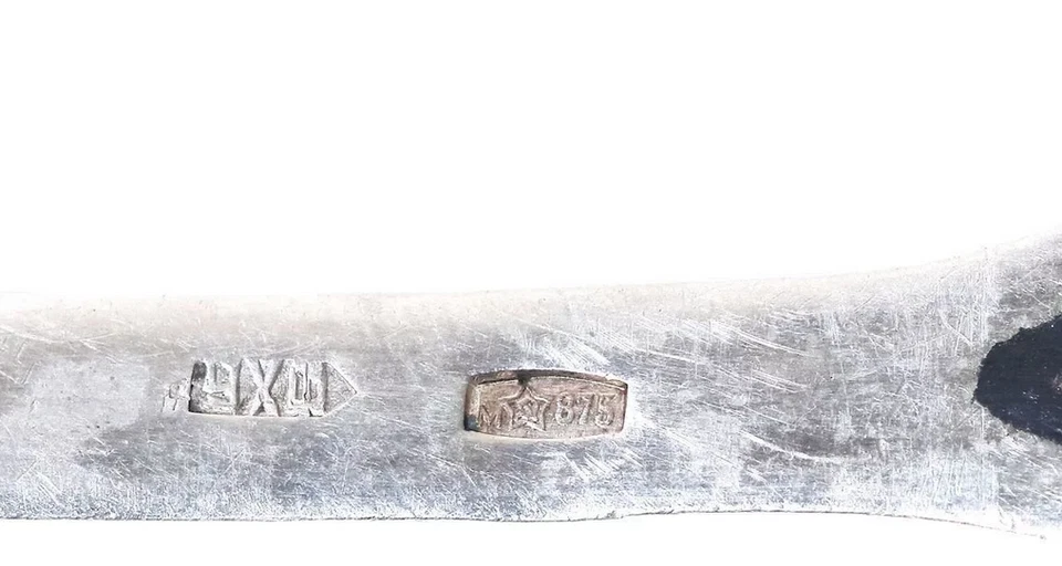 复古银色 875 茶匙镀金邮票长度 13.3 厘米苏联标志 Sulp — 第 3/4 张图片