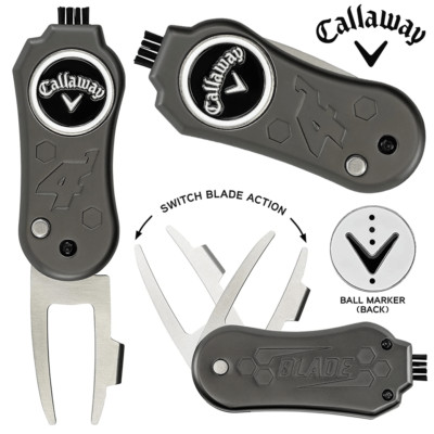 CALLAWAY SWITCH BLADE DIVOT TOOL / CLUB BRUSH / BALL MARKER / GROOVE ...