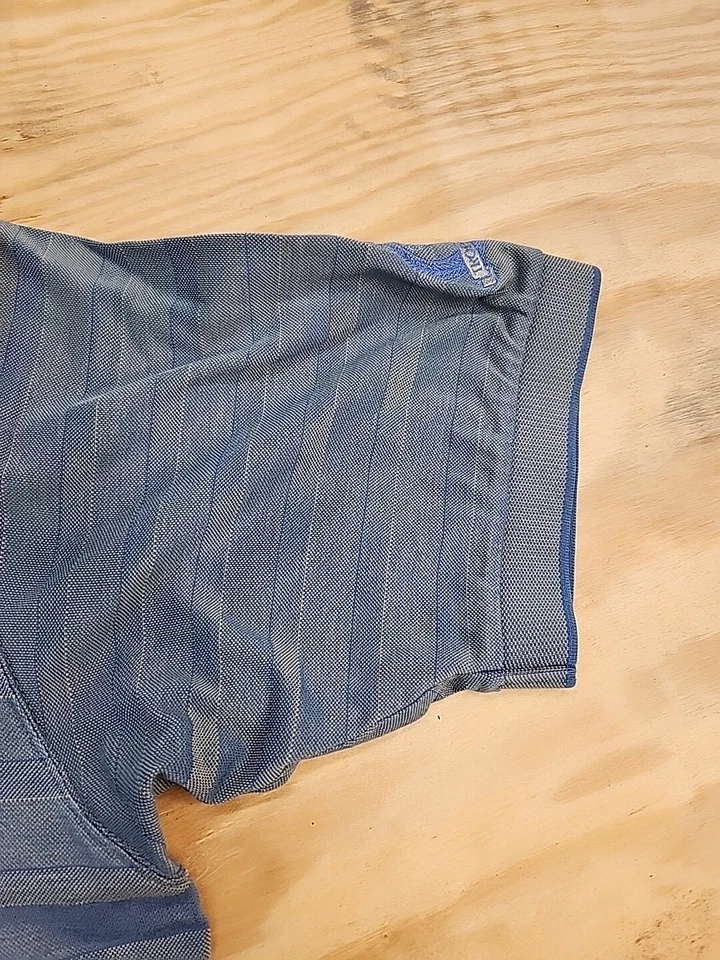 Ben Hogan Trophy Club Logo Gray Striped Golf Polo Shirt Mens XL Lightweight Cott - Image 4 of 4