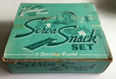 Serva-Snack by Anchor Hocking Glass, 8 Piece Snack Set, Grapes & Leaf Pattern