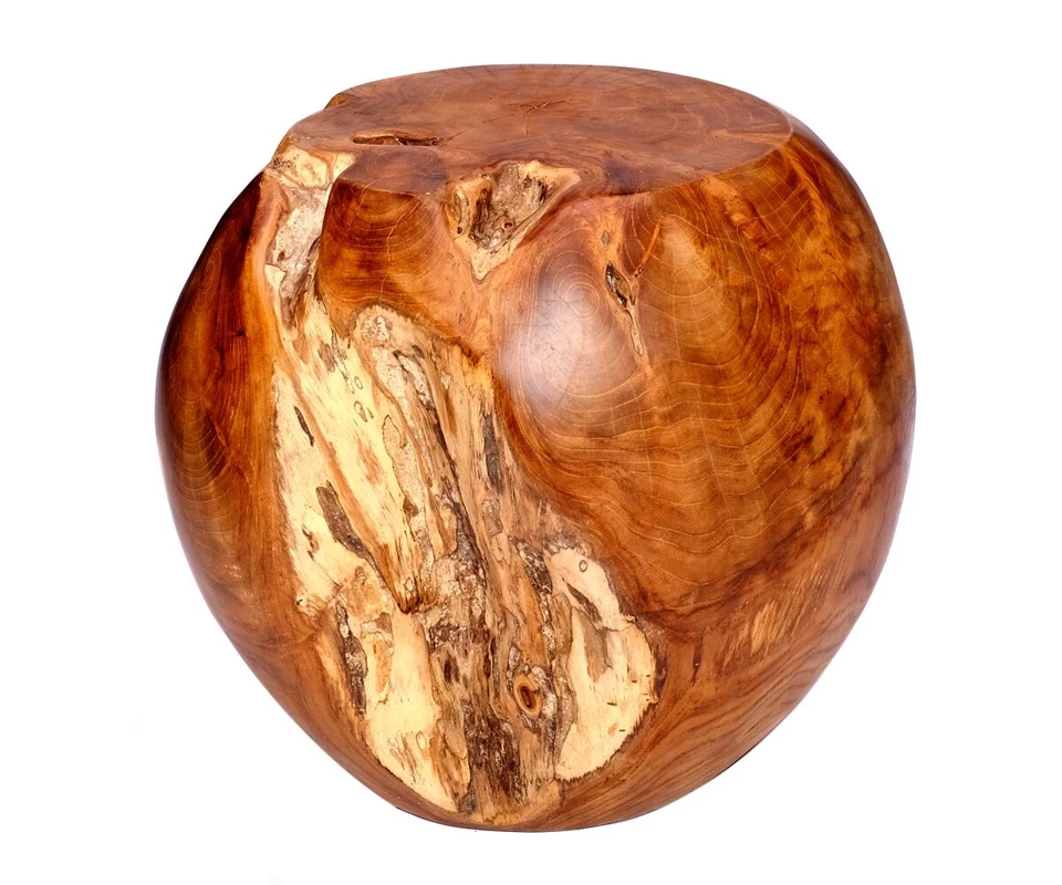 Teakwood Stool Round Solid Sitting Natural Real Wood Teakholzwurzel Teak - Image 2 of 4
