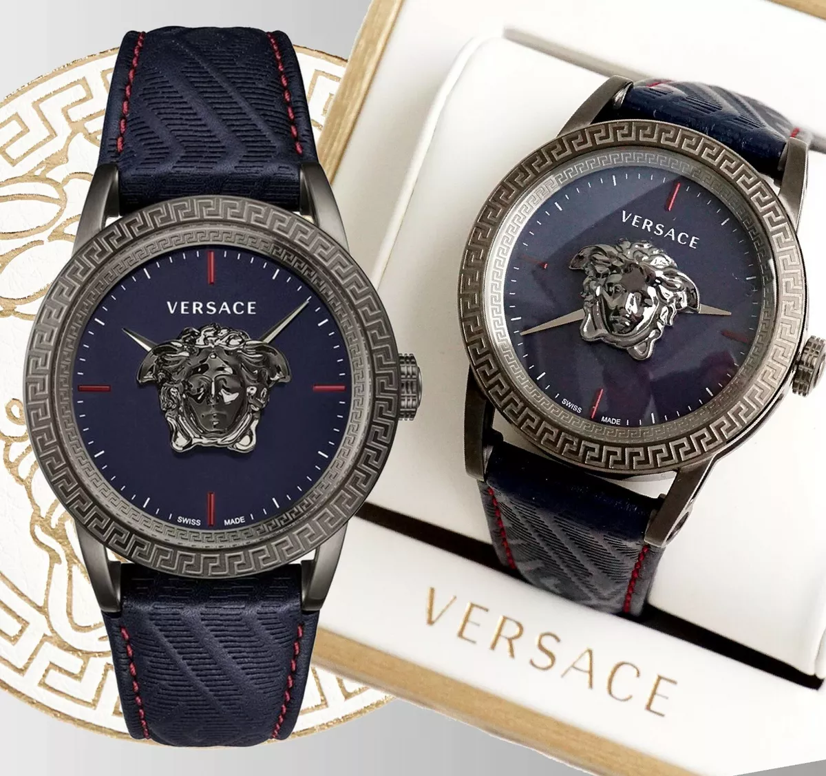 Versace Montre Hommes VERD00118 Palazzo Empire IP Gunmetal Bleu