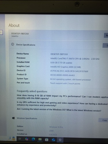 Lenovo ThinkPad X1 Carbon 14" Core i7 3th gen 8GB RAM 240GB SSD WIN 10 PRO - Picture 17 of 17