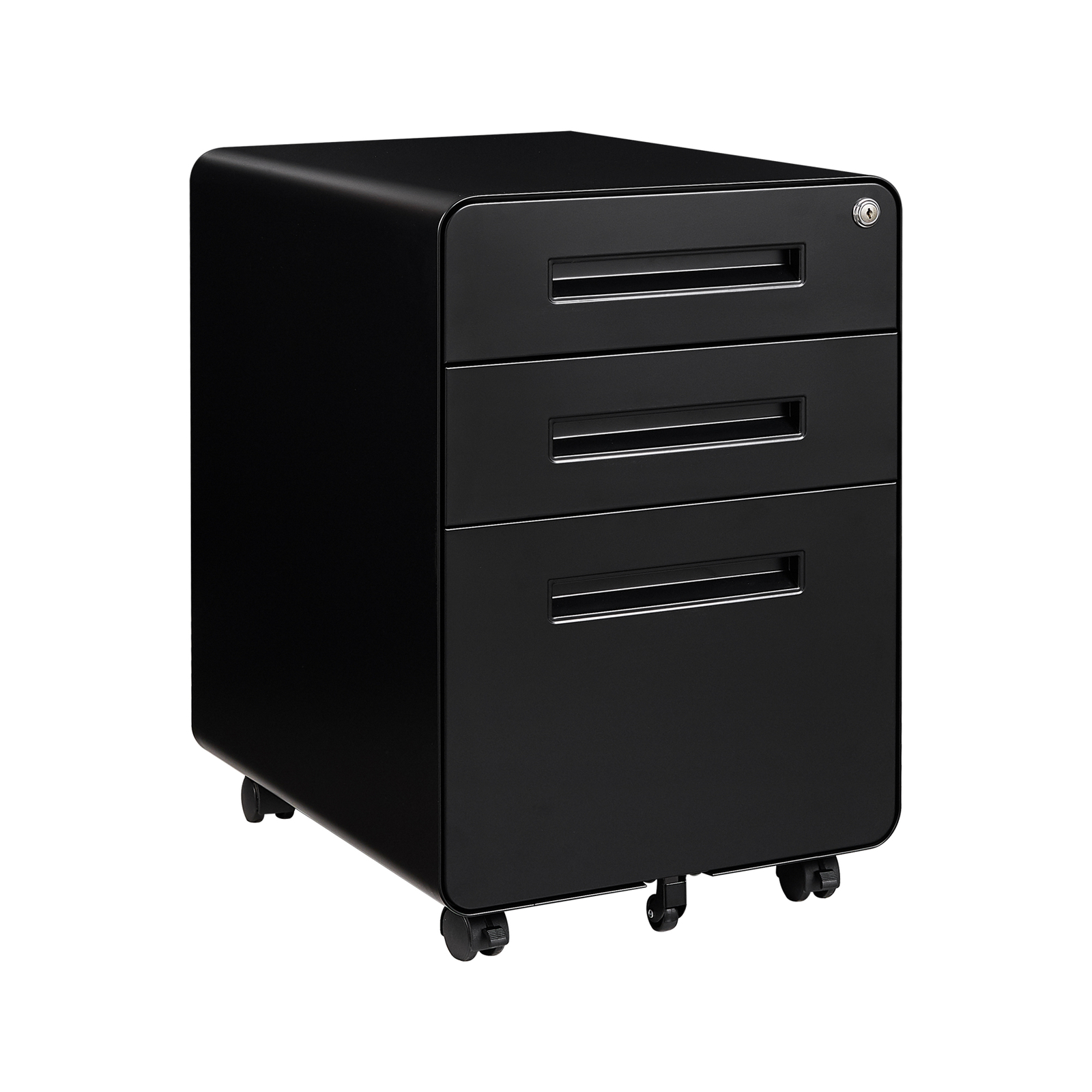 Mobile File 3 Drawer Metal Storage With Lock Key For Home Office