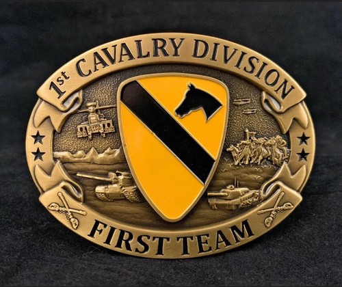 ๐US Army 1st Cavalry Division, First Cav Insignia, Solid Brass Belt Buckle - Picture 6 of 6