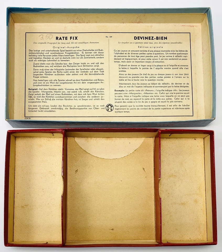 Vintage 1950er Rate Fix GUESS IT QUICK Quizspiel Englisch Niederländisch Französisch KOMPLETT EUC - Bild 4 von 4