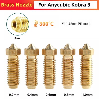 0.2mm-1.0mm Brass Nozzle For Anycubic Kobra 3 3D Printer Volcano Nozzle Set
