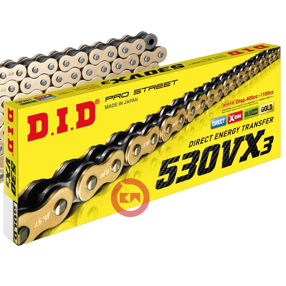 CATENA TRASMISSIONE DID 530VX3 120 MAGLIE ORO YAMAHA YZF R1 1000 2000-2001 - Immagine 2 di 4