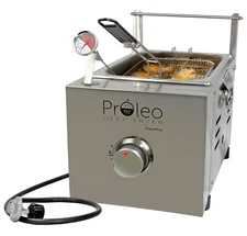 Flame King Proleo Tabletop Propane Deep Fryer w/ Oil Thermometer & Propane Hose