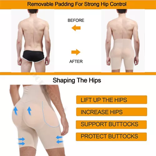 Männer Po-Lifter Hüft Body Shaper mit Pads Booty Hüftverstärker Boxer Unterwäsche USA - Bild 6 von 21