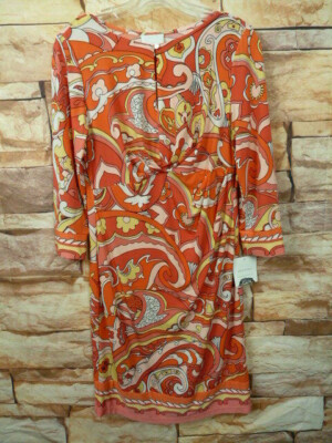  Donna Morgan size 8 Pink/coral  Long  Sleeve Floral Surplice Sheath Dress NEW