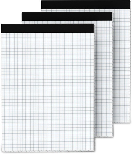Almohadillas de papel gráfico 8,5 x 11, 4x4 con reglas cuádruples, paquete de 3 almohadillas de papel de rejilla 8,5 x 11, Perfo