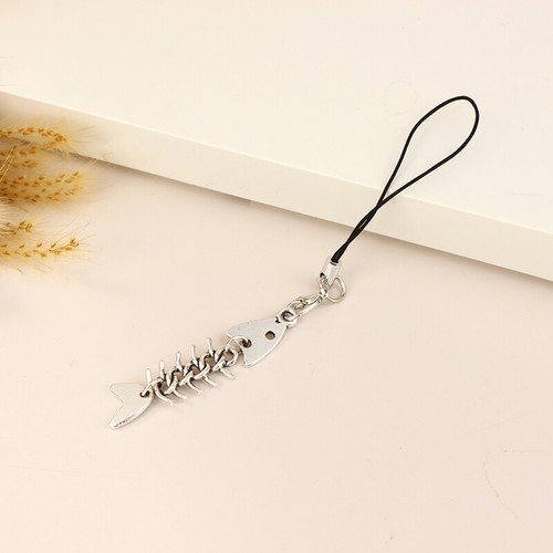 Y2K Creative Fishbone Phone Chain Metal Phone Lanyard Keycord _yi - Zdjęcie 3 z 12