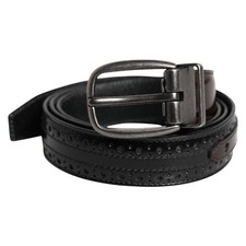 DOLCE & GABBANA Belt Black Brown Leather Classic Metal Buckle 95cm / 38in 640usd