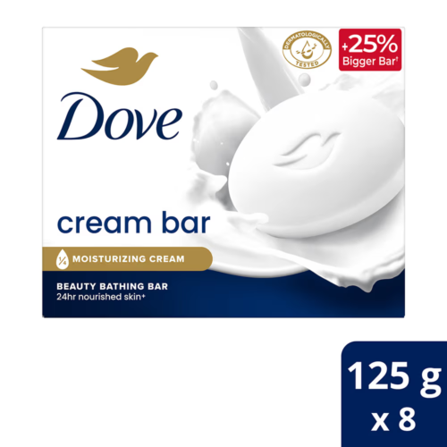 Dove Cream Beauty Bathing Soap Bar with Moisturising Cream - Pack of 8 (800g) fs - Picture 1 of 3