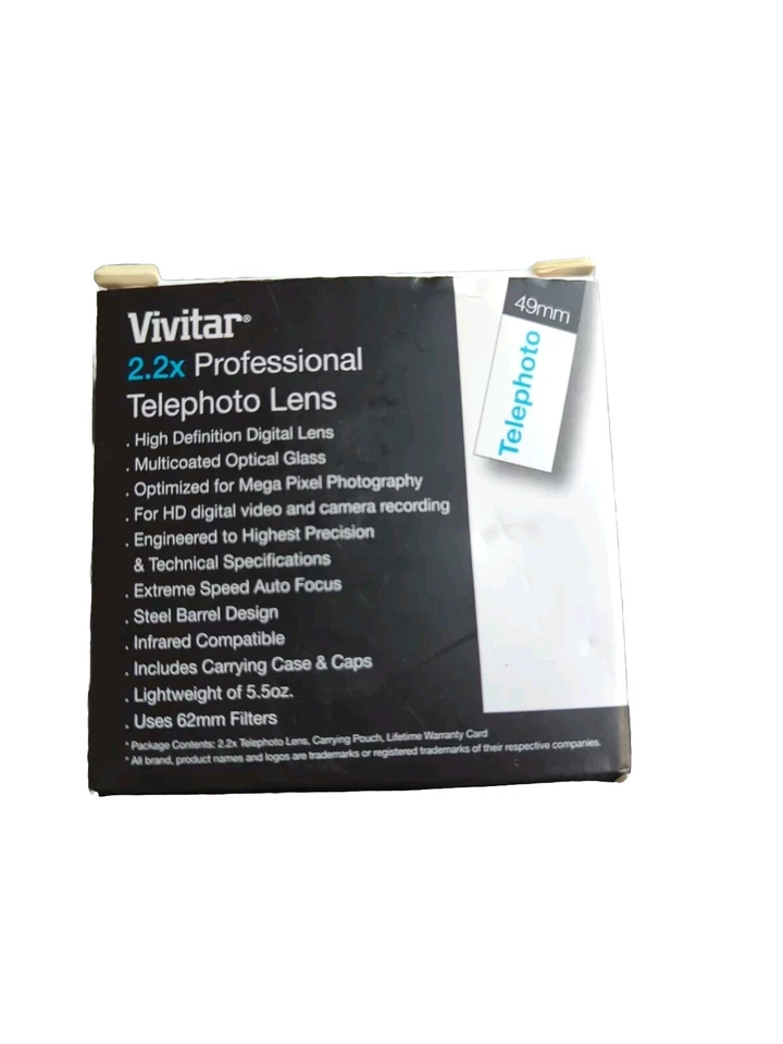 2.2x Vivitar HD4 Telephoto Lens 49mm Camera NIKON EOS REBEL DSLR SLR 2.5 - Image 3 of 4