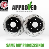 Front Brake Rotor Kit Black Powder Coated Drilled And Slotted Brake Rotors on sale Front Brake Rotor Kit Black Powder Coated Drilled And Slotted Brake Rotors on sale