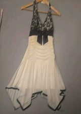 Taboo Halter Dress Size Xlarge Black/White Lace Strech Bow