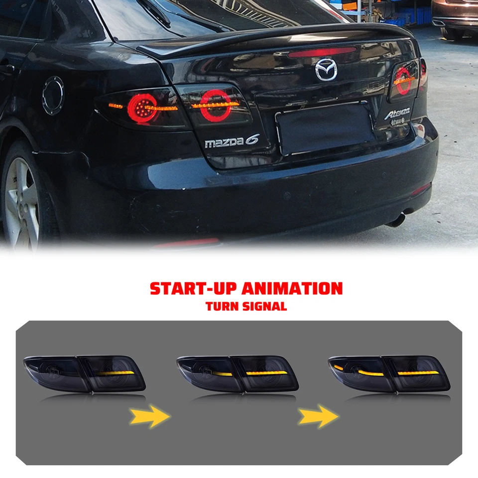 Lanternas traseiras sequenciais de LED para Mazda 6 2003-2008 Sedan animação lâmpadas traseiras - Imagem 2 de 4