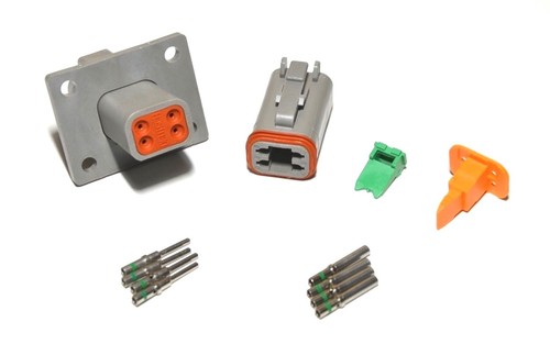 Deutsch DT 4-Pin Genuine Flange Connector Kit, 14-16AWG Solid Contacts, USA - Picture 2 of 8