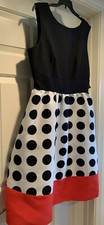 RARE NEW KATE SPADE 14 GRID DOT COLORBLOCK DRESS BLACK WHITE RED HOLIDAY DRESS