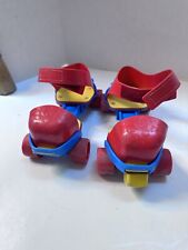 Colorforms Plastic Roller Skates Kids Shoe Size 6-12 Adjustable Vntge Red Yellow