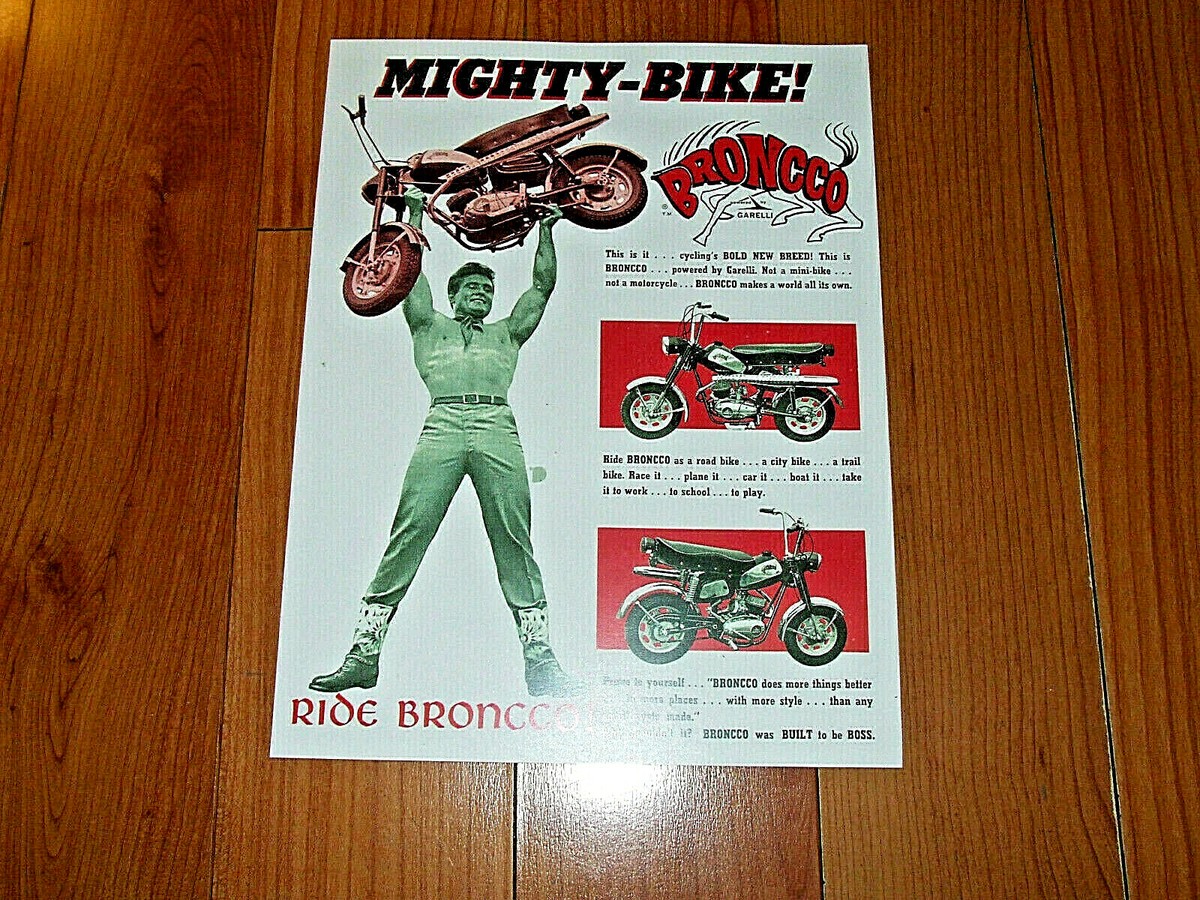 WOW! Vintage BRONCCO MINIBIKE/ MINI CYCLE GARELLI DEALER AD