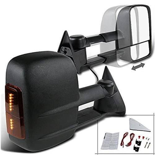 LED SIGNAL 88-98 Chevy C/K 1500/2500/3500 Manual Towing Tow Hauling Mirror PAIR