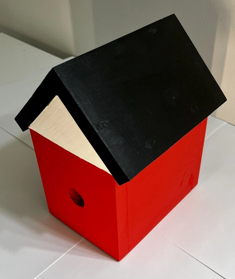 Handmade Birdhouse Red Black And White Made In USA - Image 4 of 4