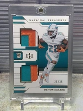 2023 Panini National Treasures #RDM-DAE De'Von Achane Dual Patch Gold /35 RC