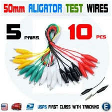 10Pcs Double Ended Alligator Clips Test Lead Jumper Wire 50cm 5 Colors 5 Pairs