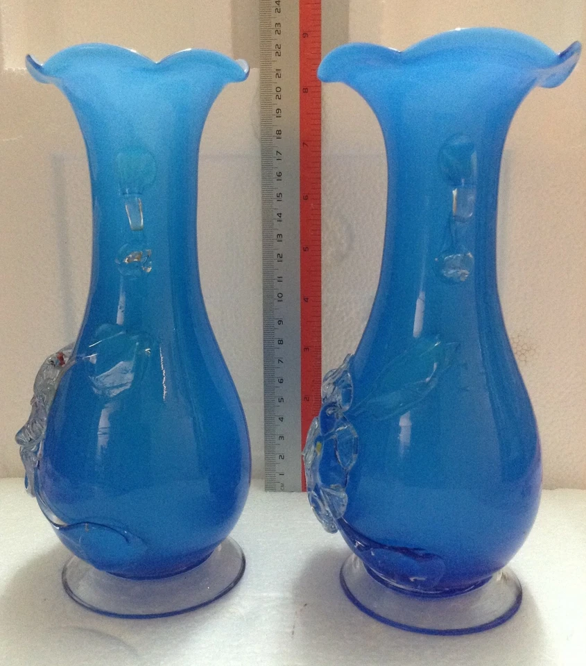 VINTAGE MURANO Art Glass Light Blue Vase x 2 pcs - Image 2 of 4