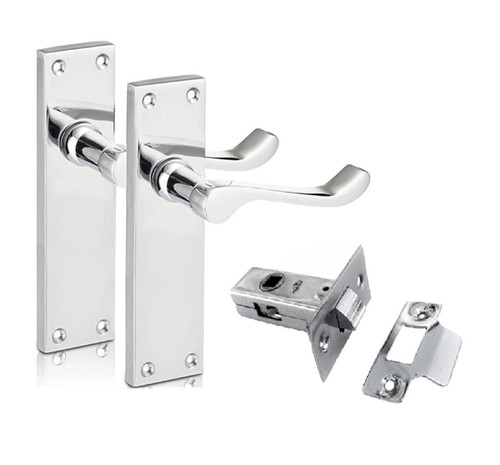 Modern Victorian Chrome Door Handles,Victorian Scroll Lever Latch Door Handles1+ - Picture 1 of 10