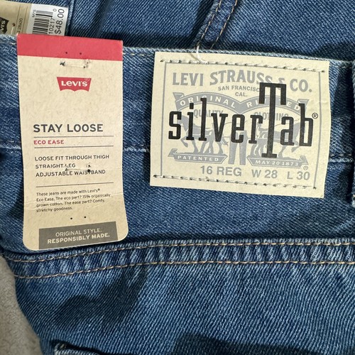 NWT Levis Silvertab Loose Straight Boys 16 Reg W28XL30 Blue Denim Jeans Eco Ease