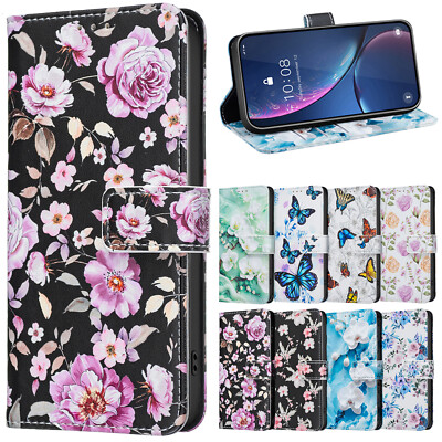 Painted Flower Leather Flip Wallet Case For iPhone 16 Pro Max 16e 15 14 13 12 11