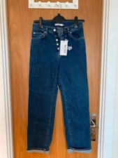 Brand new NA-KD straight leg high waist jeans with buttons W27/L30 (UK Size 8)
