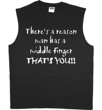 Mens Sleeveless T-shirt Muscle Tee Funny Rude Shirt Tank Top