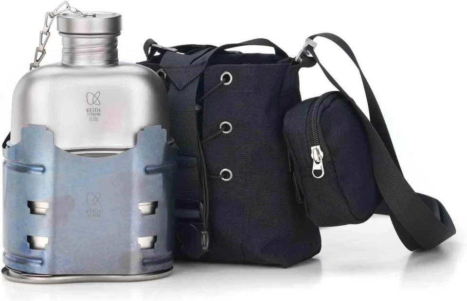 Titanium Canteen Mess Kit Stove 37oz Bottle 24oz 13.5oz Cups MOLLE Case - Image 4 of 4