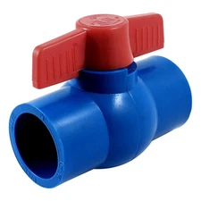 Plumbing 40mm x 40mm Slip Ends Full Port PVC Ball Valve Blue Red