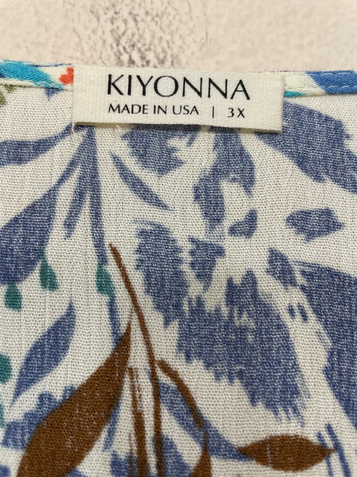 Maxi Vestido Kiyonna Mujer 3X Mediterranean Breeze Boho Azul 51" Largo Bolsillo Rayón Foto 3 de 4