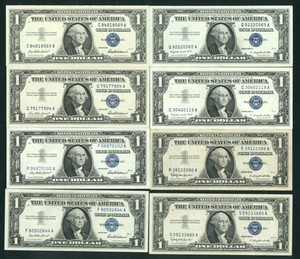 ((8 NOTES)) $1 1957 (VF/ VF+) Silver Certificate Note ** PAPER CURRENCY AUCTIONS