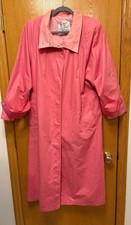 Vintage London Fog Maincoats Pink Trench Coat Long Raincoat Size 10 Reg