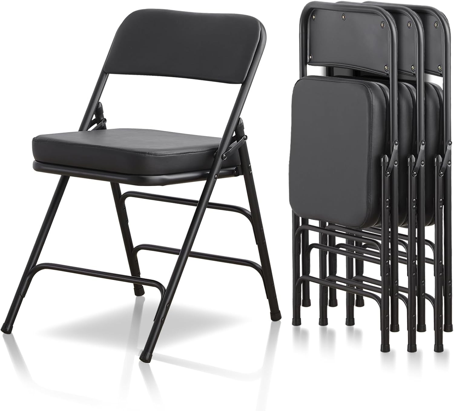 KAIHAOWIN Folding Chairs with Ultra Thick Padded Seat Foldable Chair Indoor Com