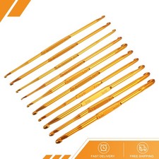 10Pack Double End Crochet Hooks 2/0 to 10/0 Aluminum Golden Knitting Needles