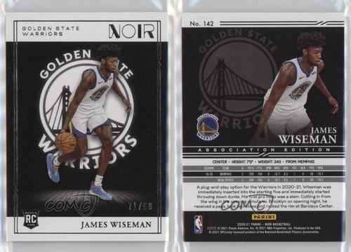2020-21 Panini Noir Rookies Association Edition /99 James Wiseman #142 Rookie RC