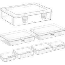 Clear Small Plastic Storage Containers with Lids, 7 Pack  Rectangular Mixed ...